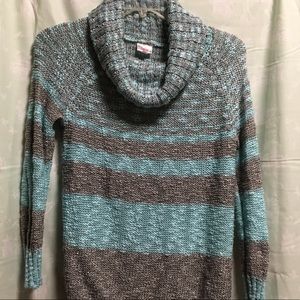 Justice cowl neck teal /gray sweater Girls size 20